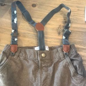 Zara tan pants with suspenders